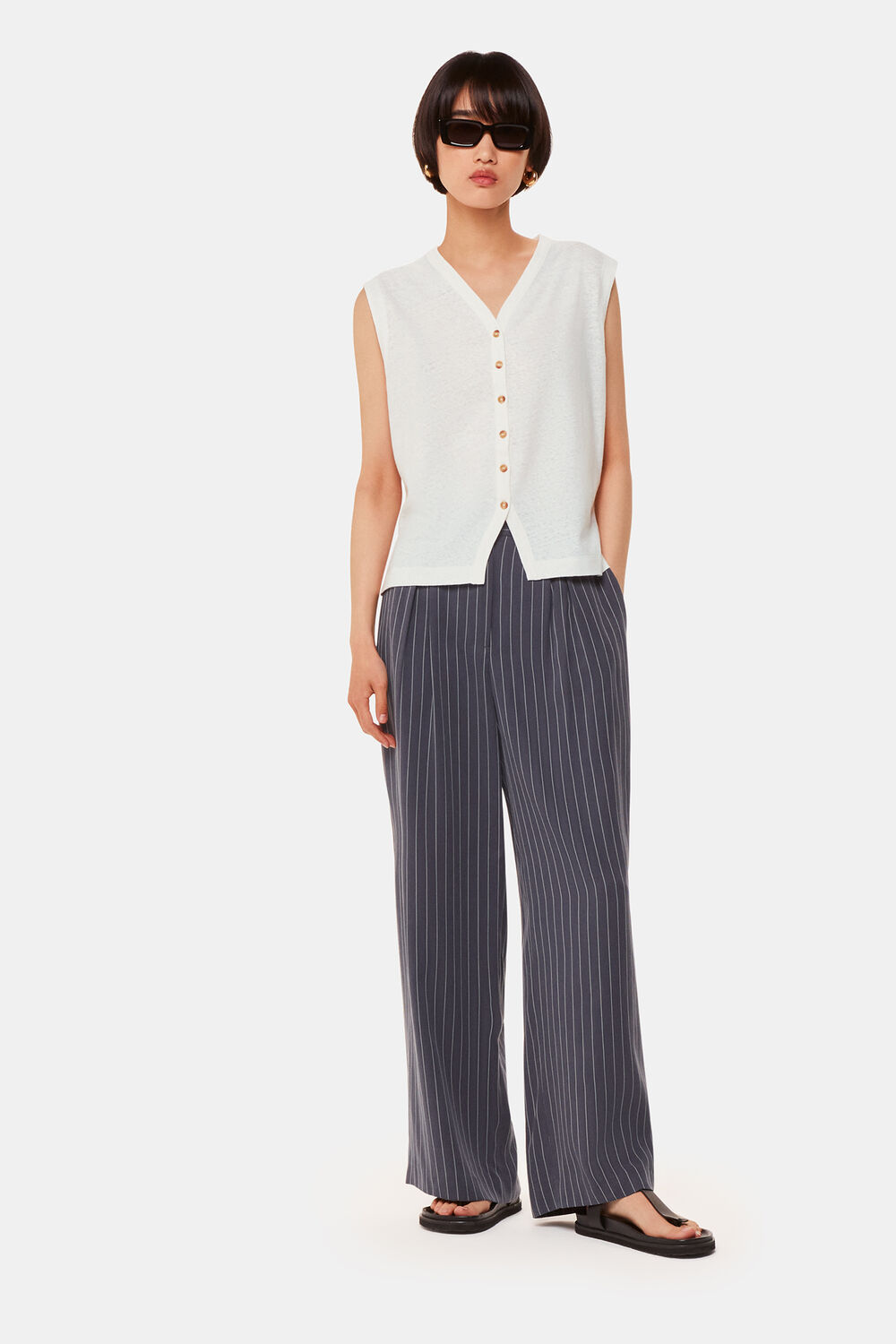 Linen Button Front Tank