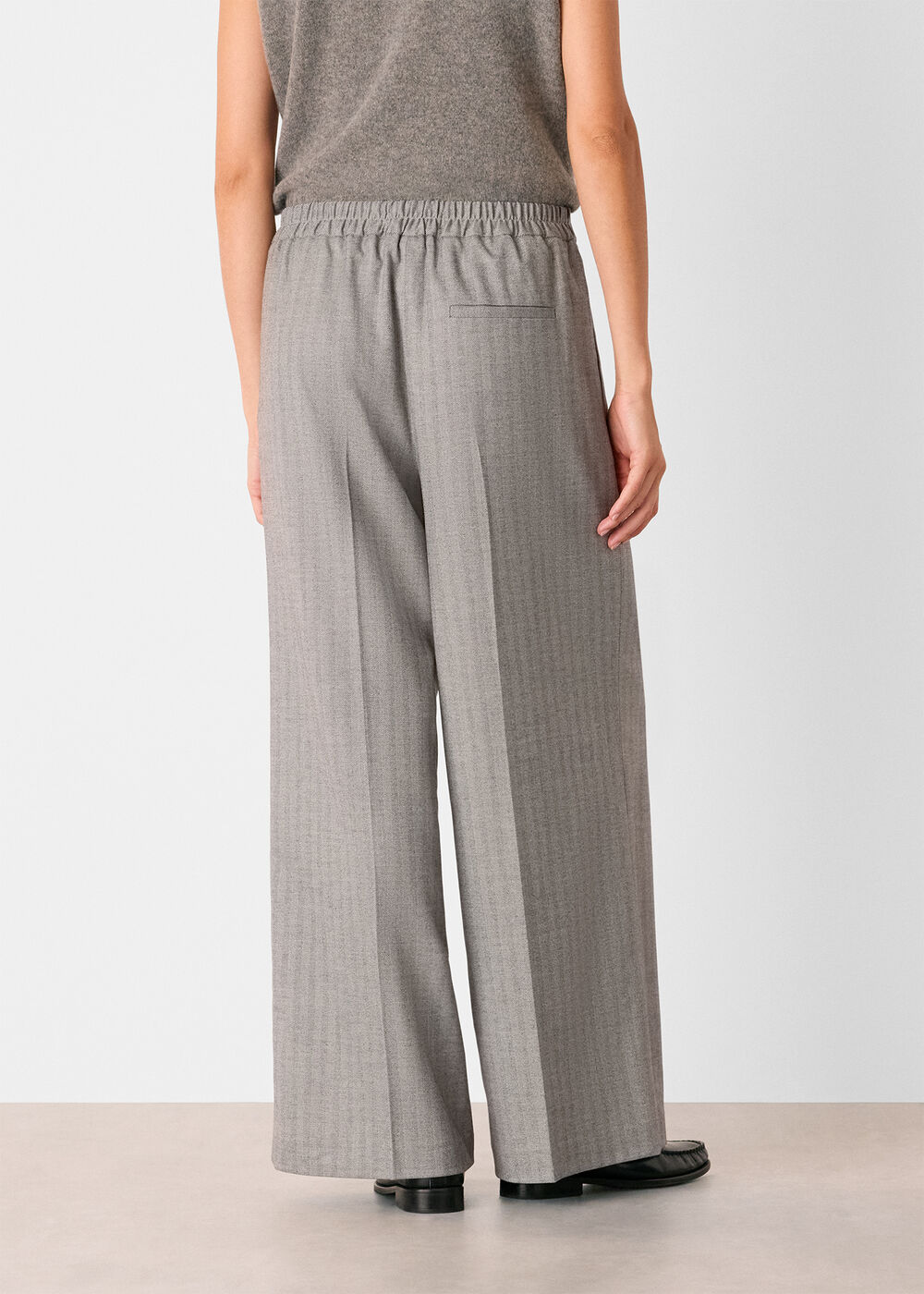Herringbone Wide Leg Trouser