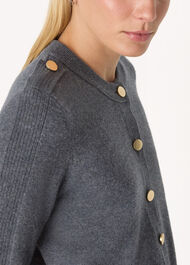 Military Crew Neck Cardigan