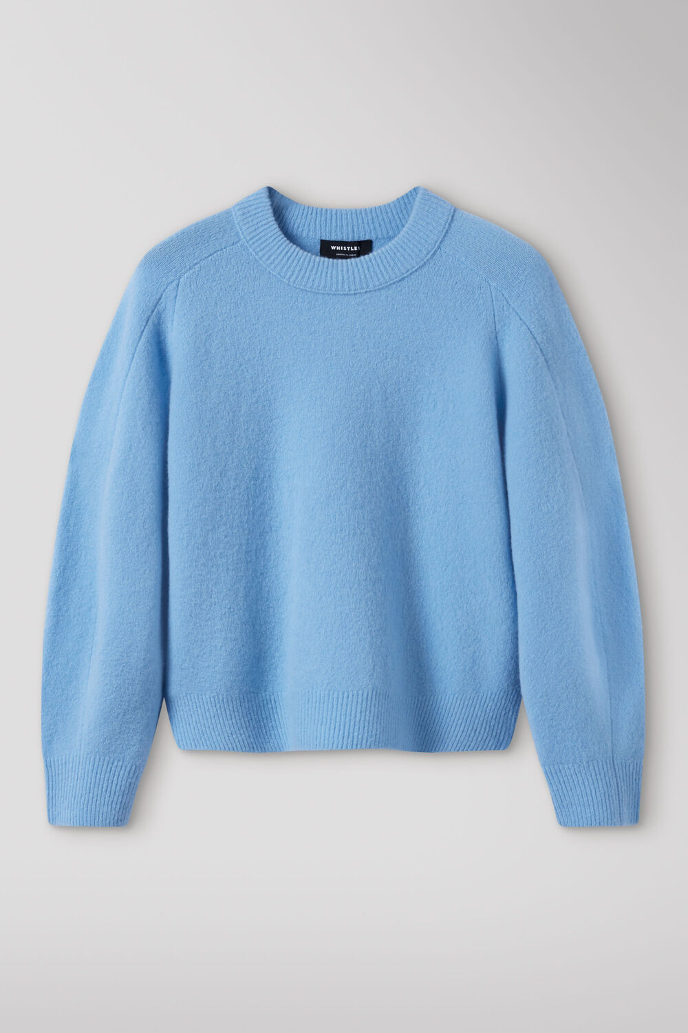 Pale Blue Wool Mix Curved Hem Knit