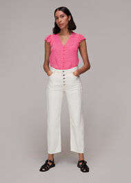 Spot Print Frill Sleeve Top