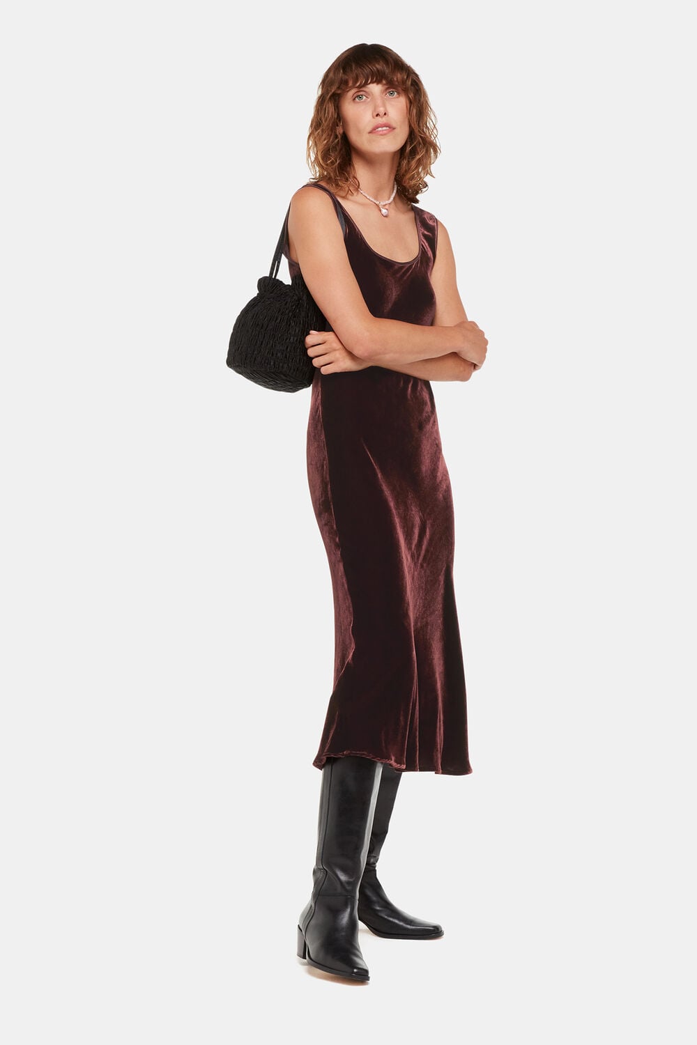 Brown Hai Velvet Sienna Dress