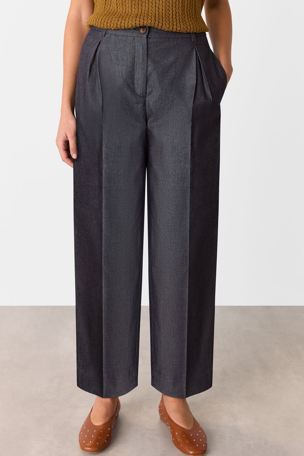 Dark Denim Indigo Barrel Leg Trouser