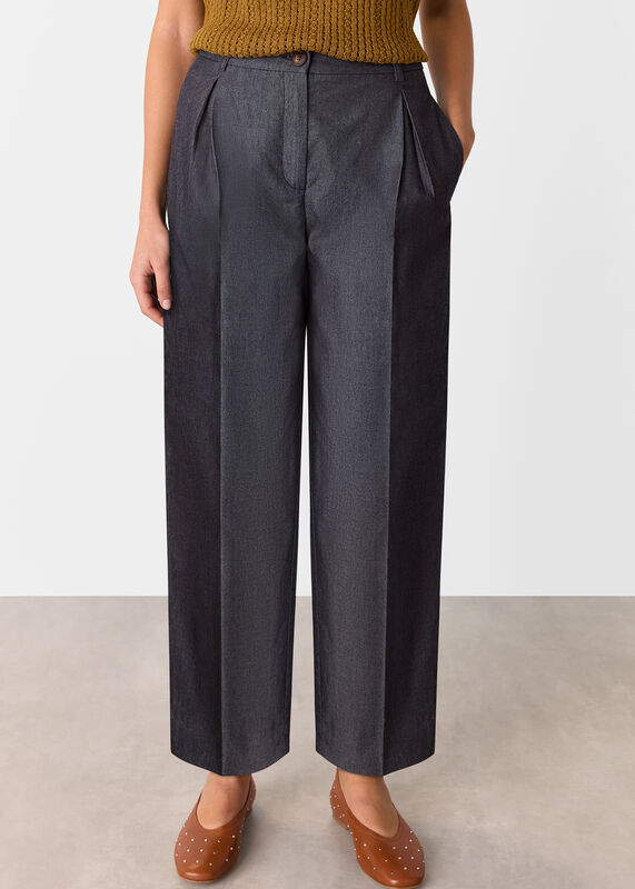 Dark Denim Indigo Barrel Leg Trouser