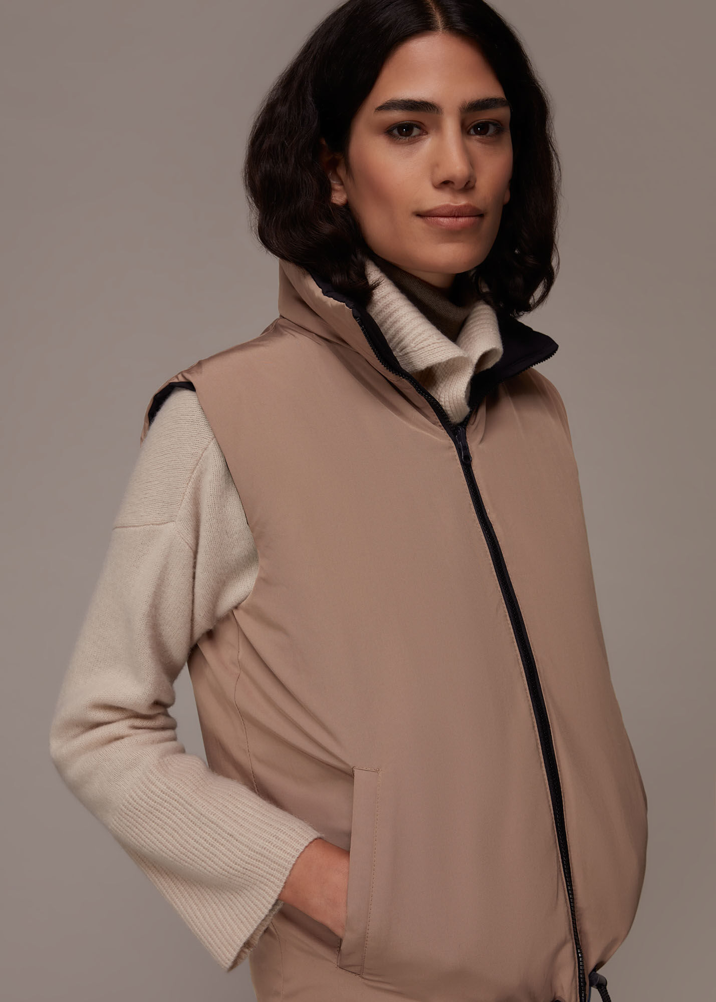 Black Reversible Padded Down Gilet WHISTLES