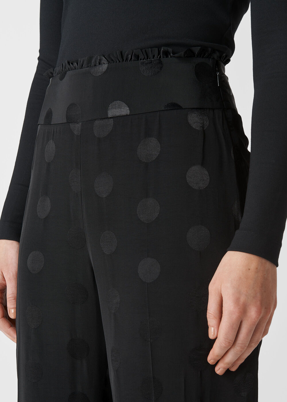 Spot Jacquard Straight Trouser Black