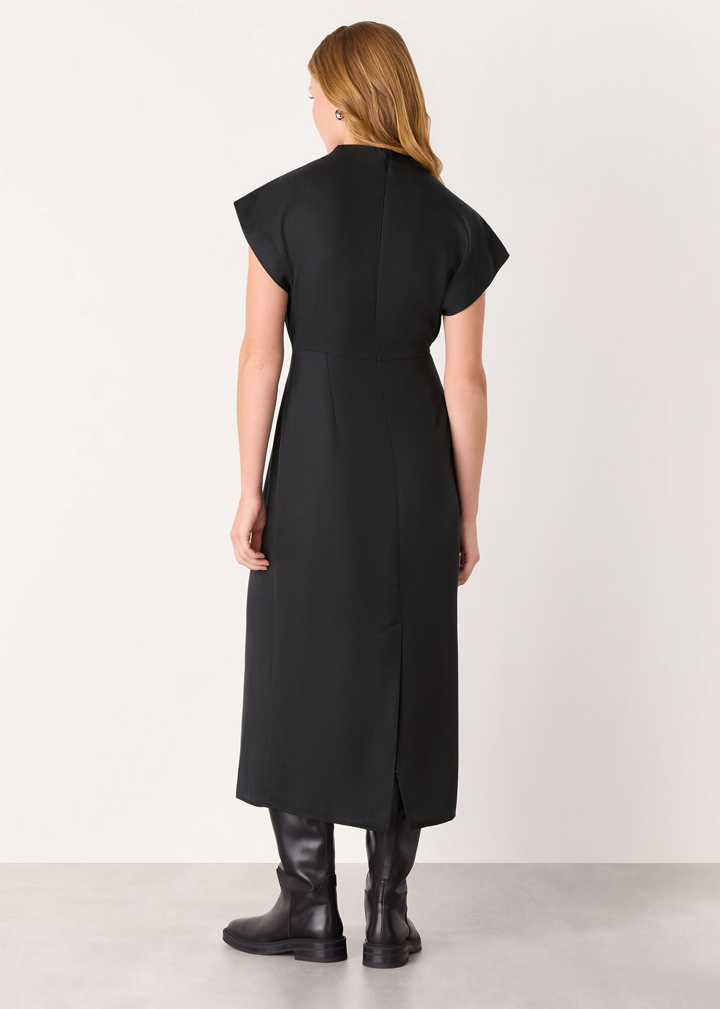 Black Twist Waist Midi Dress | WHISTLES | Whistles UK |