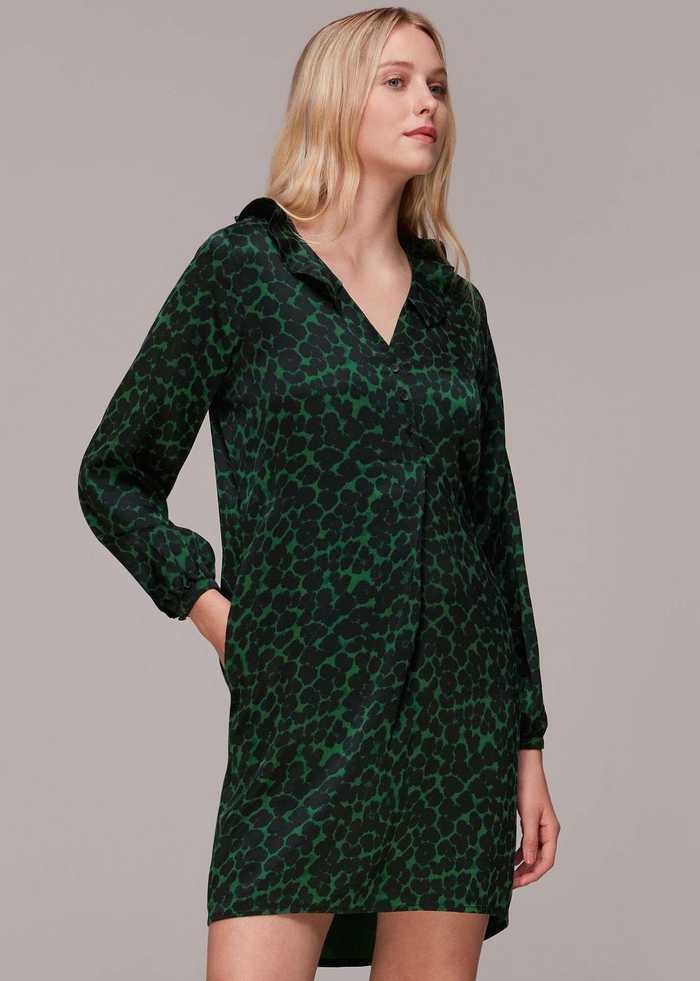Whistles green animal print dress on sale