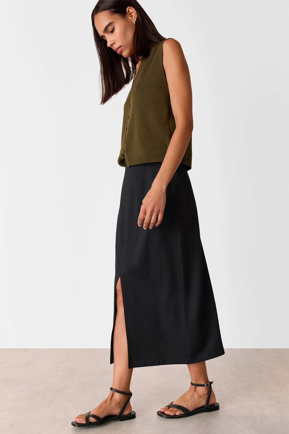Black Ponte Straight Skirt