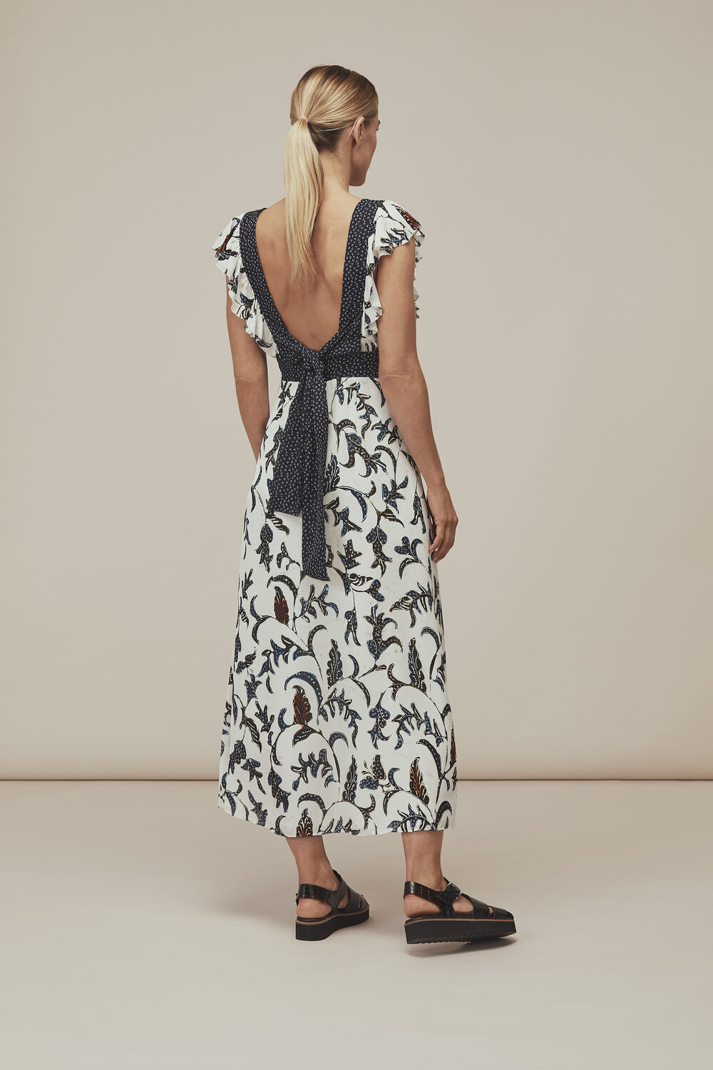 Subrina Printed Silk Dress White/Multi