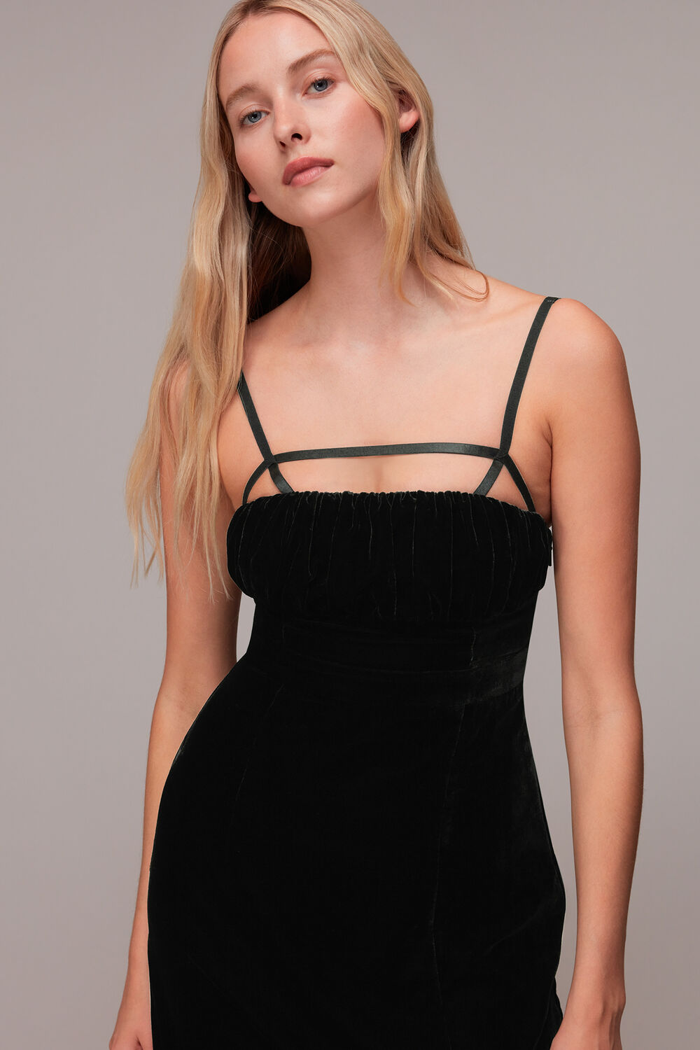 Black Cut Out Velvet Slip Dress
