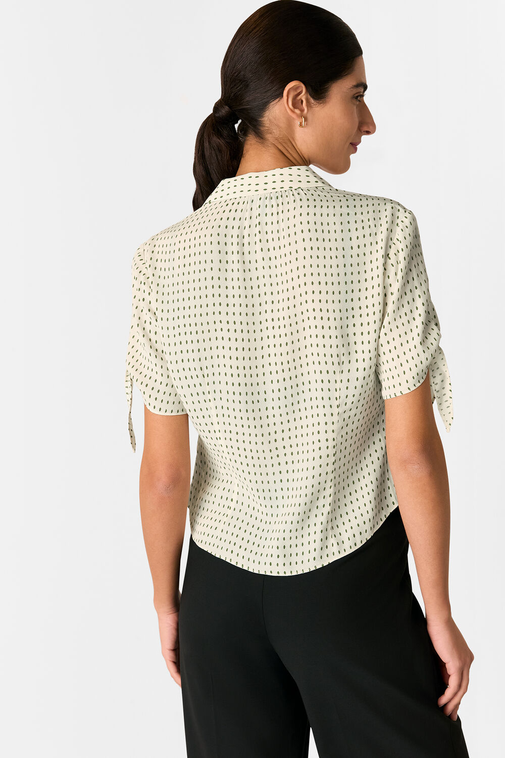 Khaki Oval Spot Tie Sleeve Shirt