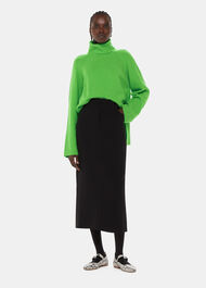 Green Textured Rib Detail Roll Neck | WHISTLES | Whistles UK