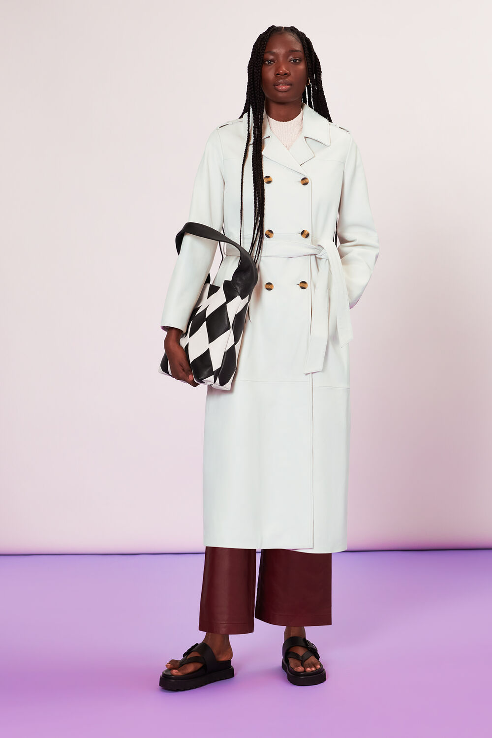 Gemma Leather Trench Coat