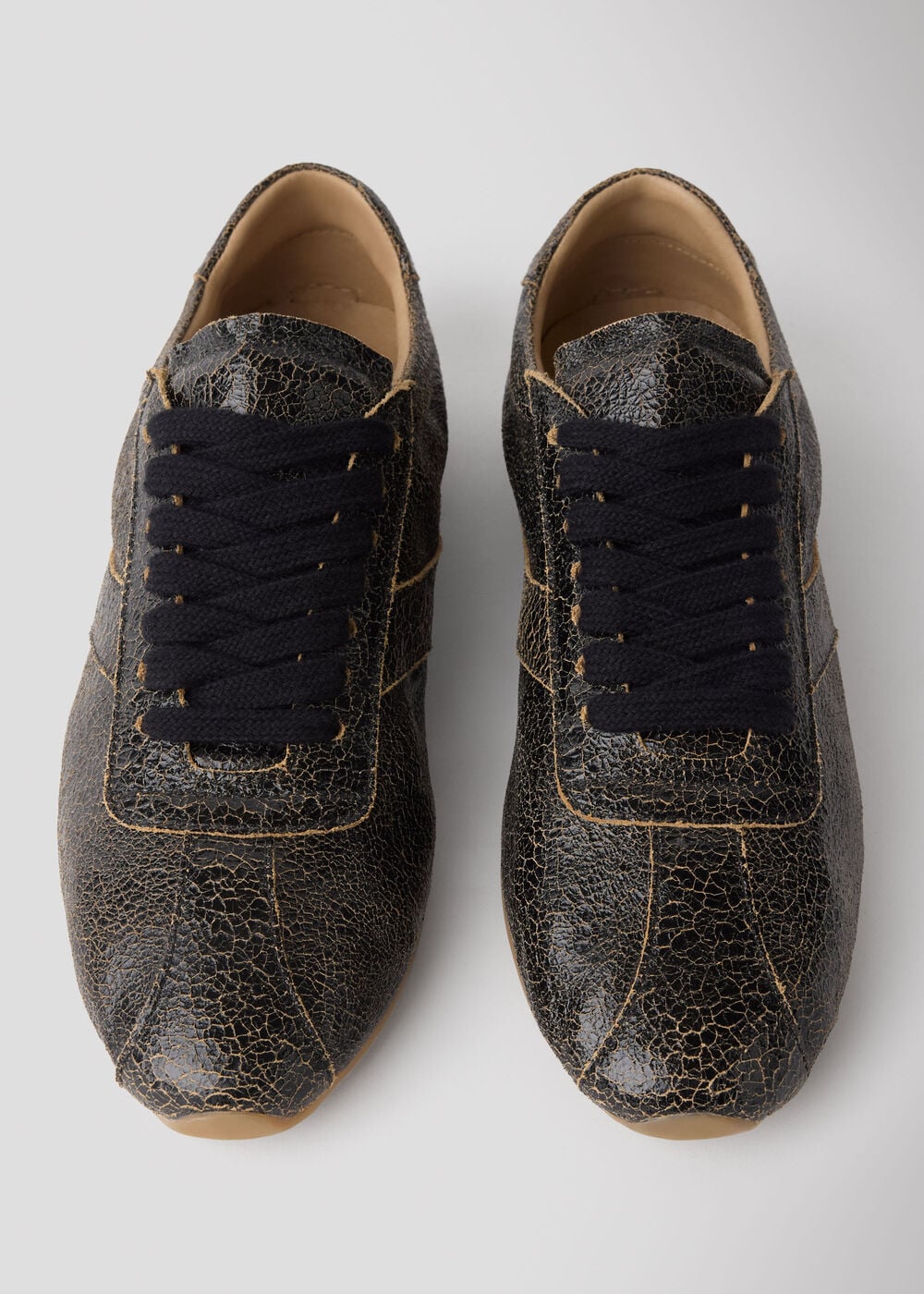Black Crinkle Patent Leather Sneaker