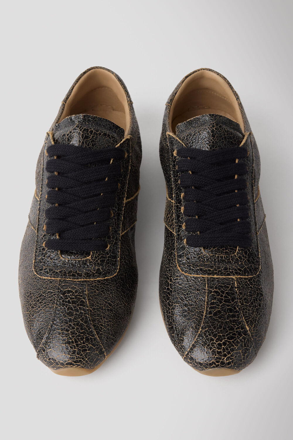 Black Crinkle Patent Leather Sneaker