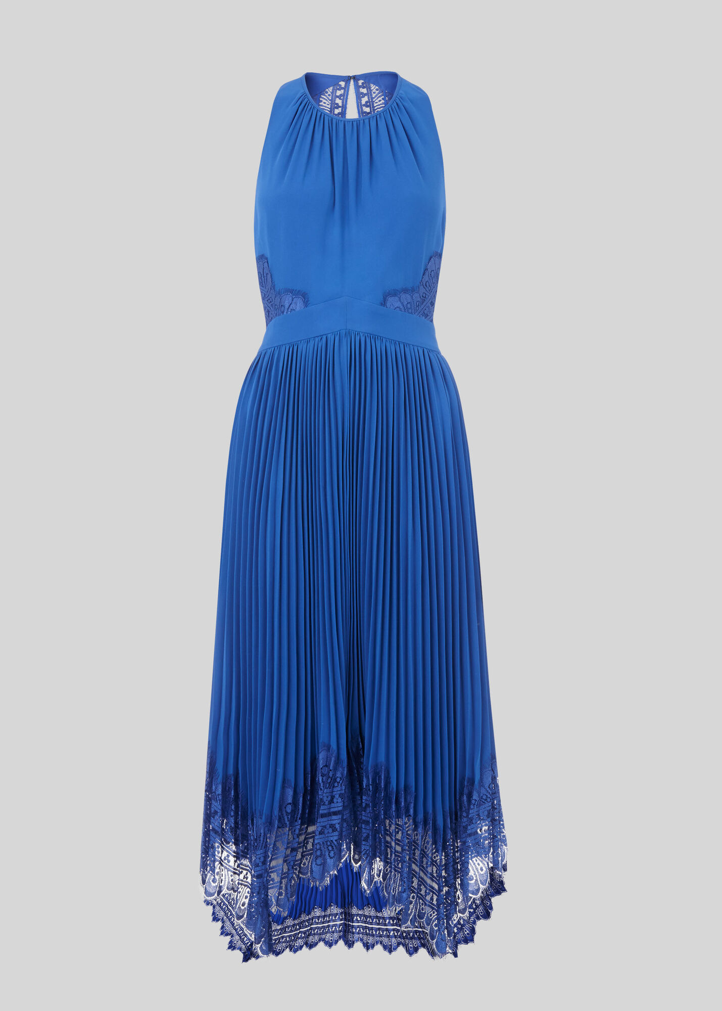 Blue Lana Lace Pleat Dress WHISTLES