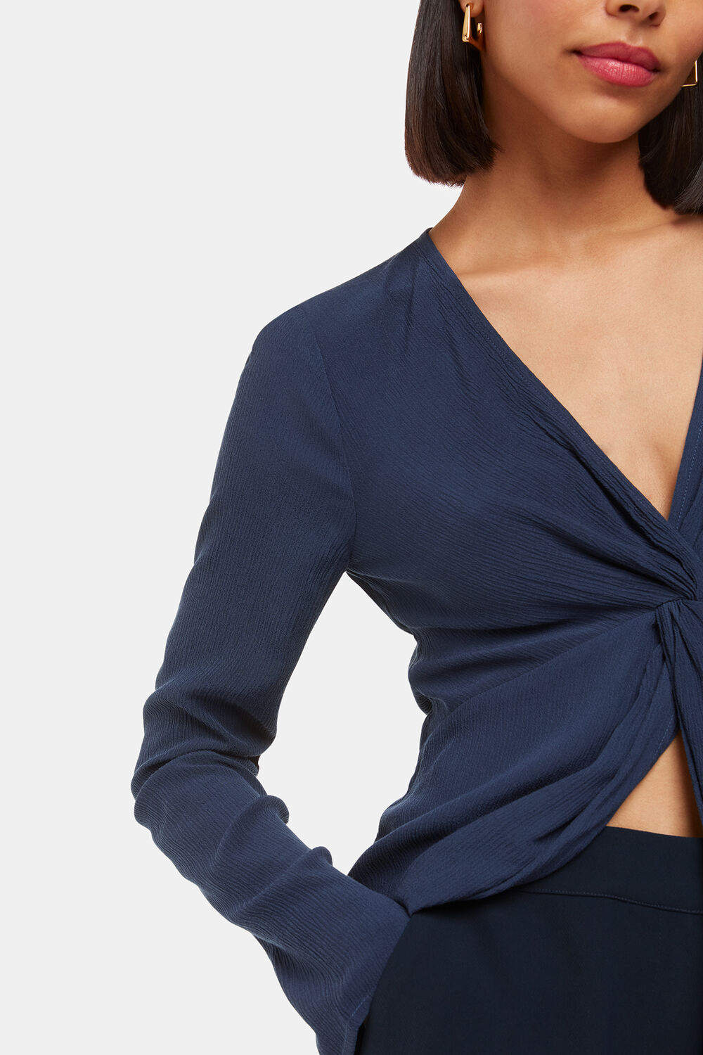Twist Front Textured Top