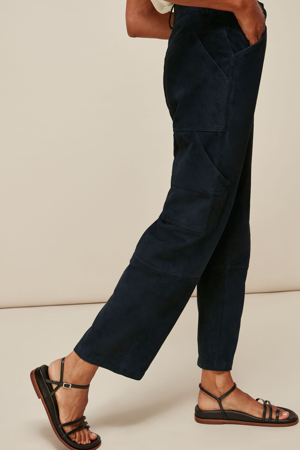 Suede Leather Cargo Trouser