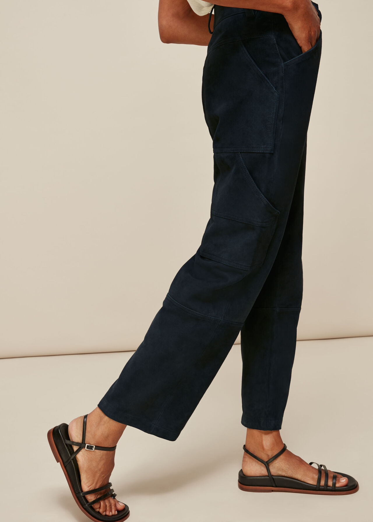 Suede Leather Cargo Trouser