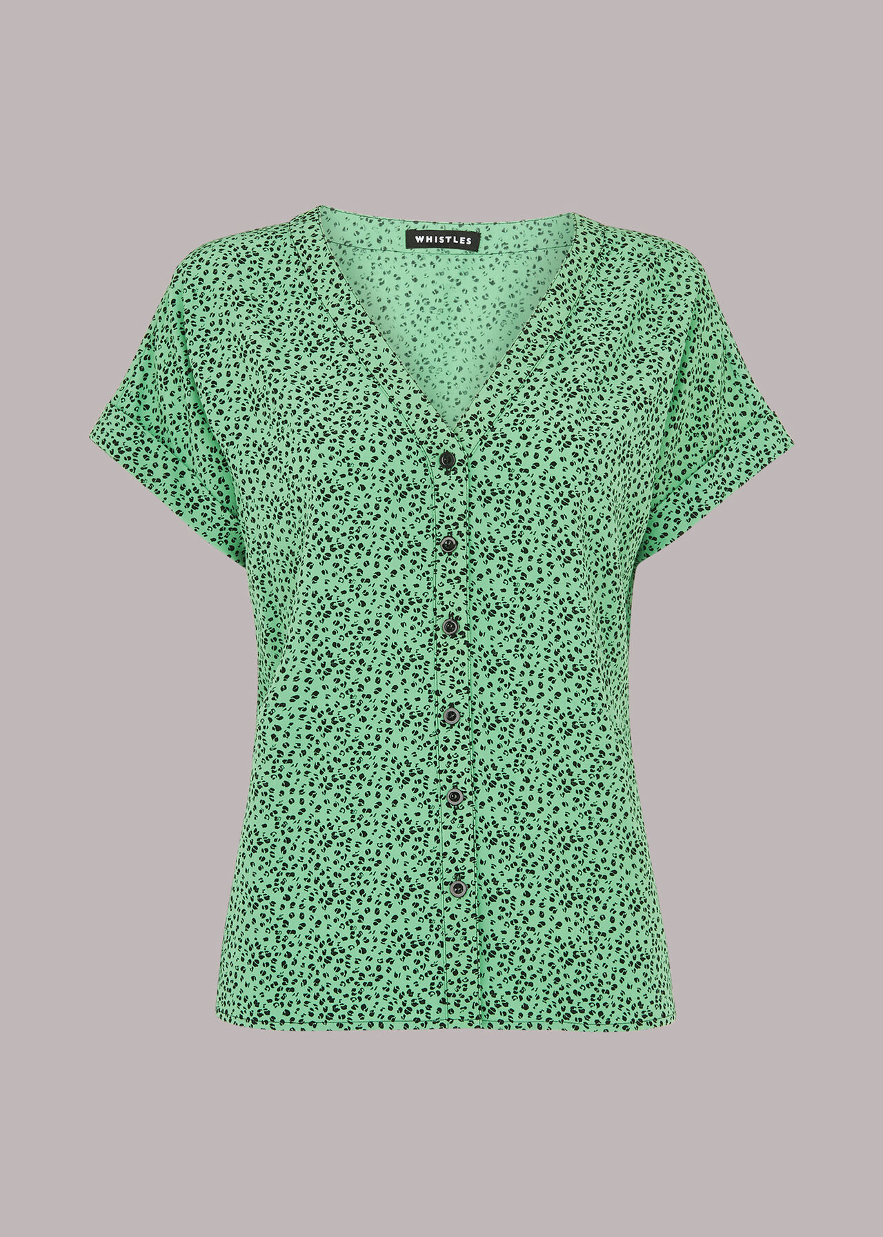Ink Leopard Button Front Top