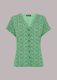 Ink Leopard Button Front Top
