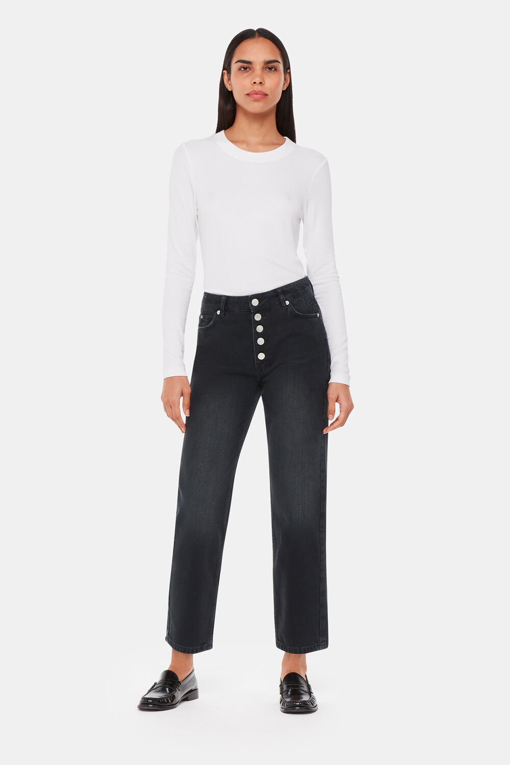 Black Authentic Hollie Button Jean