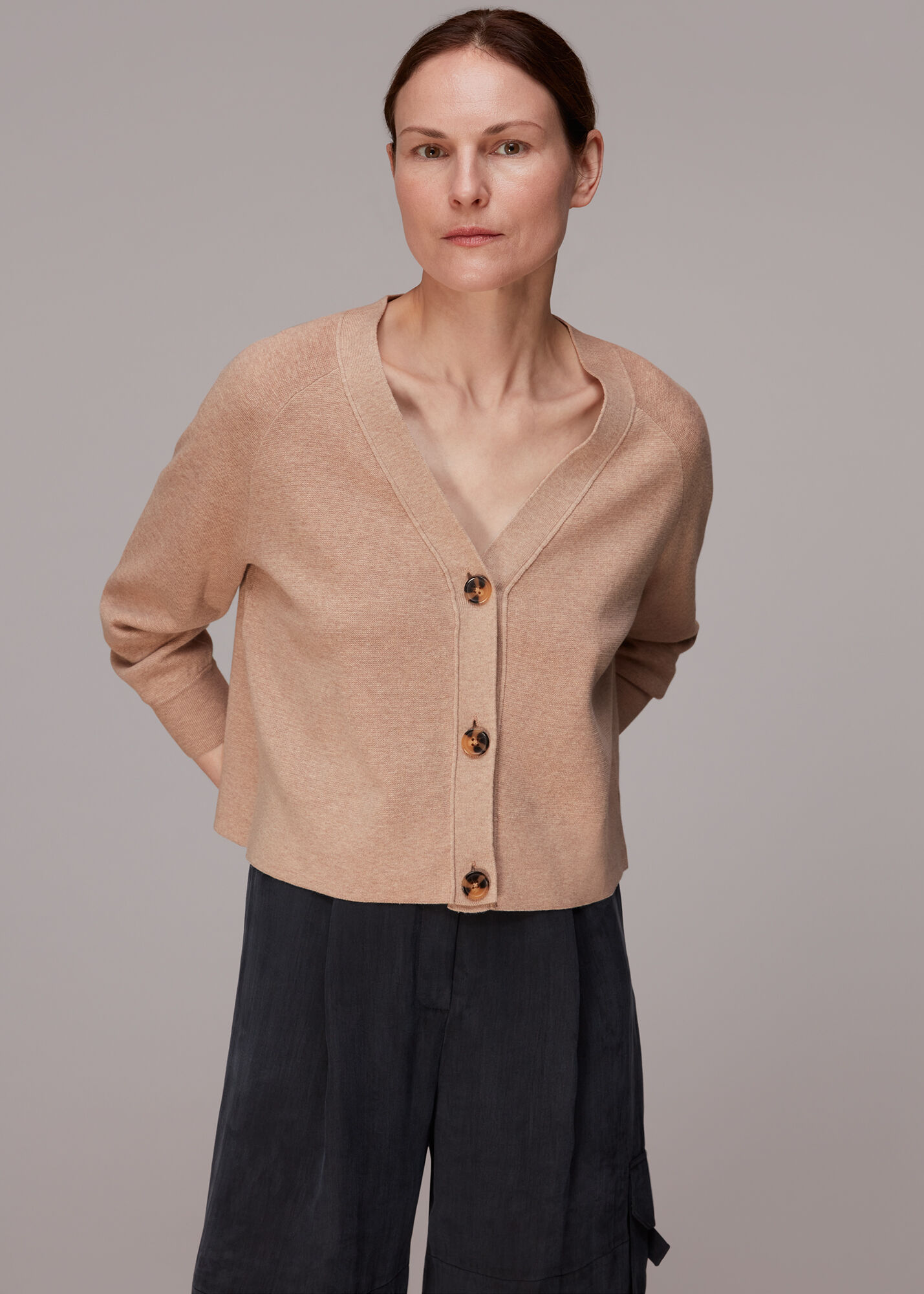 Neutral Button Through Cardigan WHISTLES