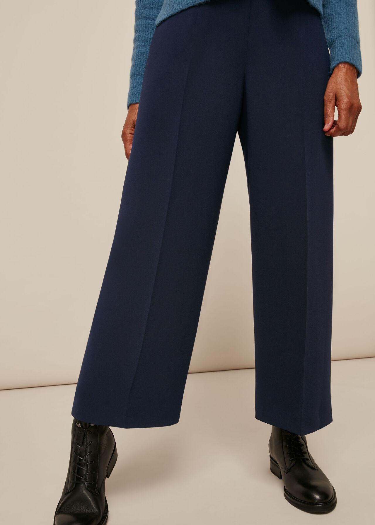 Navy Wide Leg Crop Trouser | WHISTLES