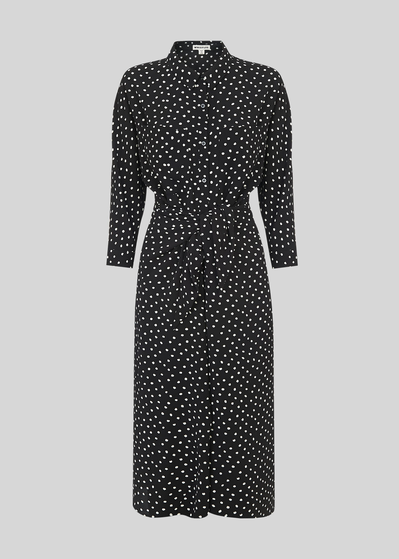 Bandit Instruere kalorie Black/Multi Abstract Spot Selma Tie Dress | WHISTLES 