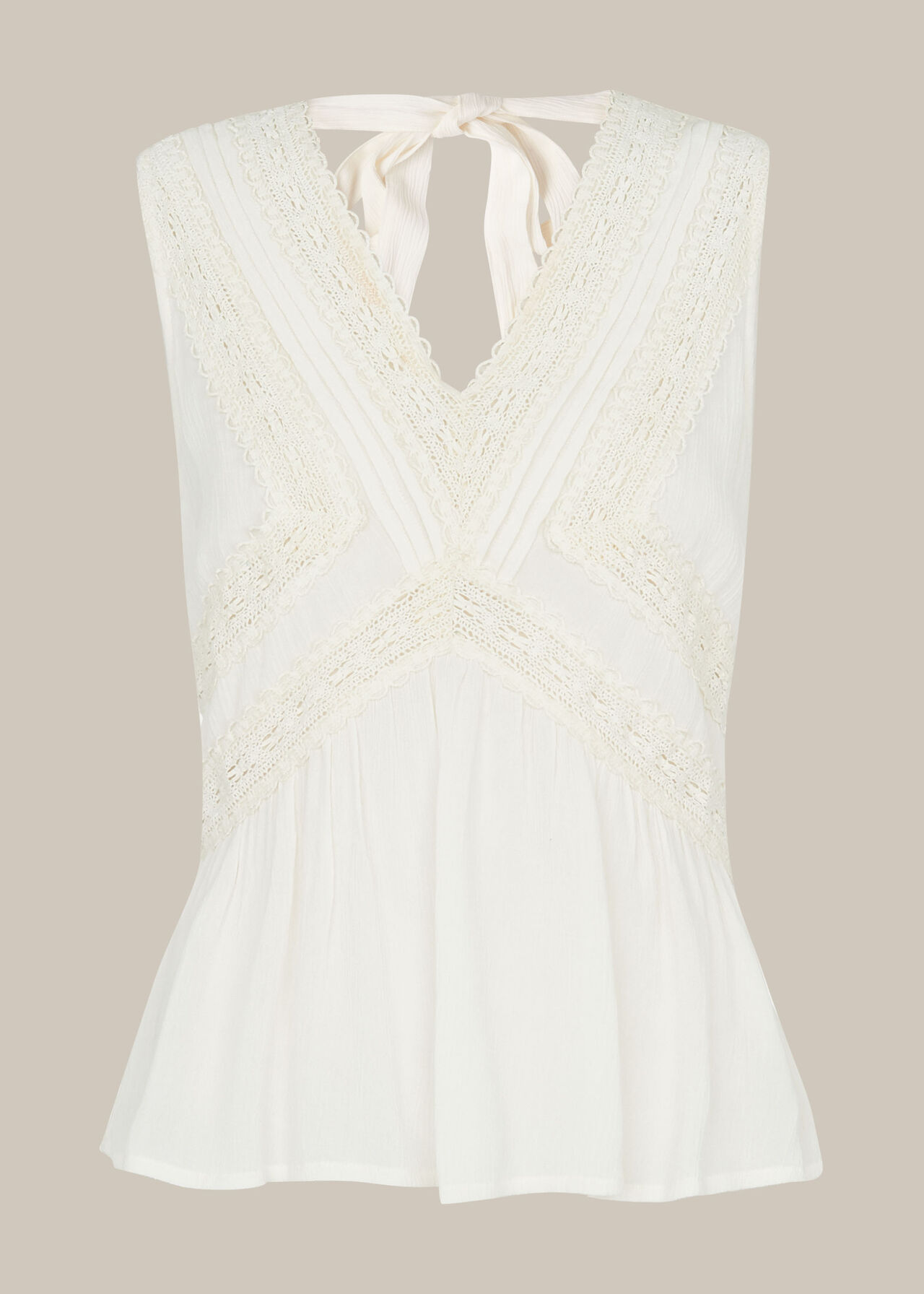 Leora Lace Detail Top Ivory