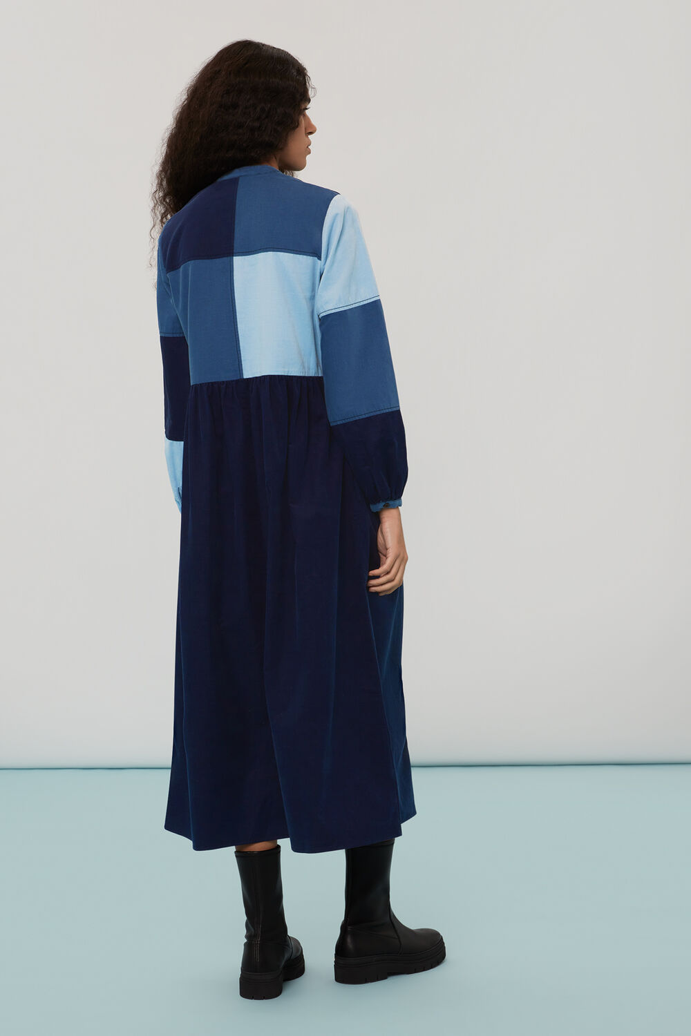 Adi Patchwork Cord Midi Dress