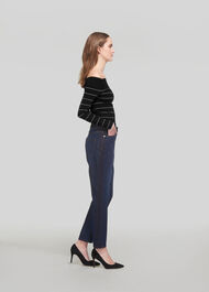 Fine Stripe Bardot Knit Black