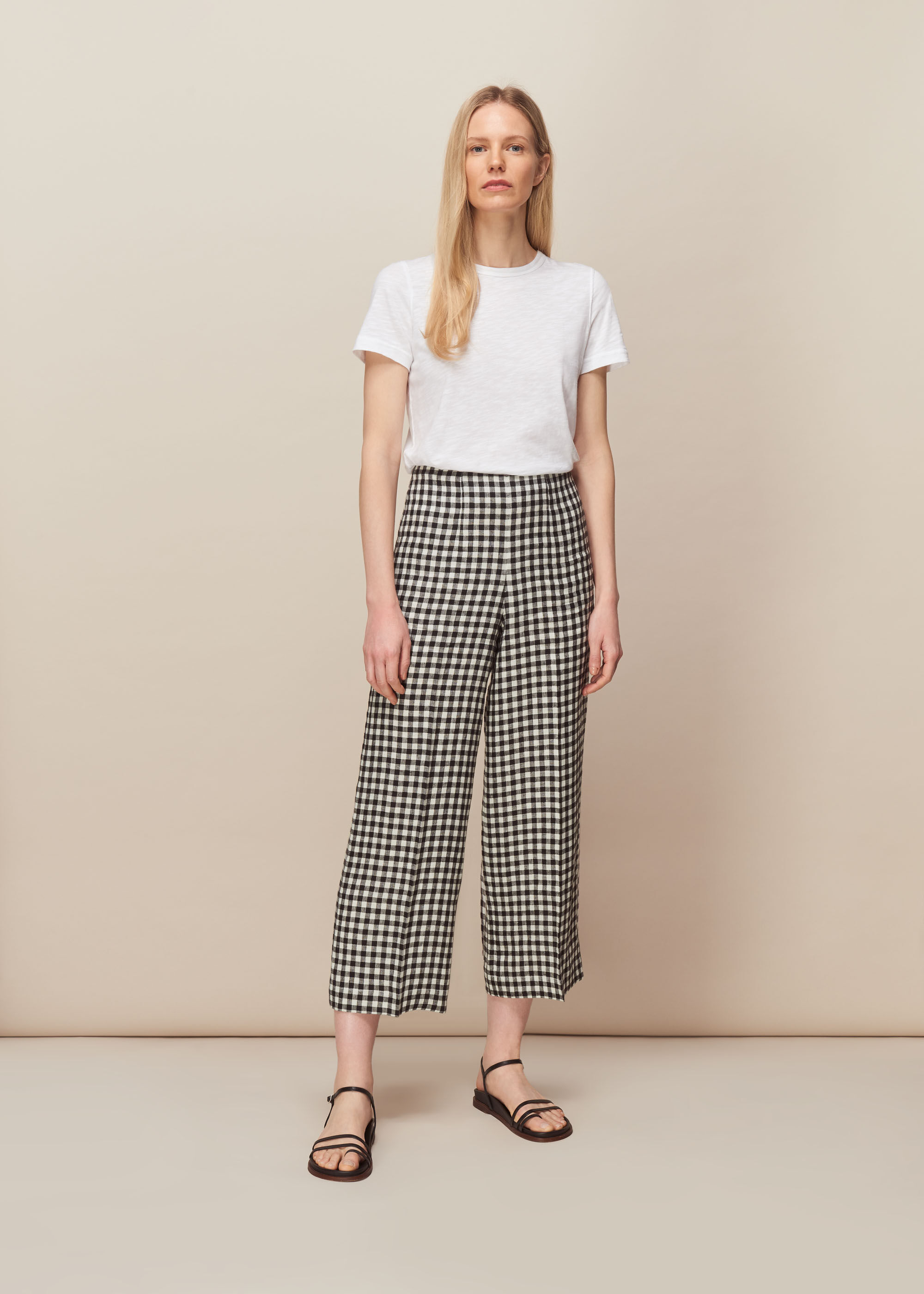 Black and online white cropped trousers