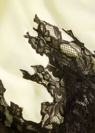 Lace Hem Satin Midi Skirt