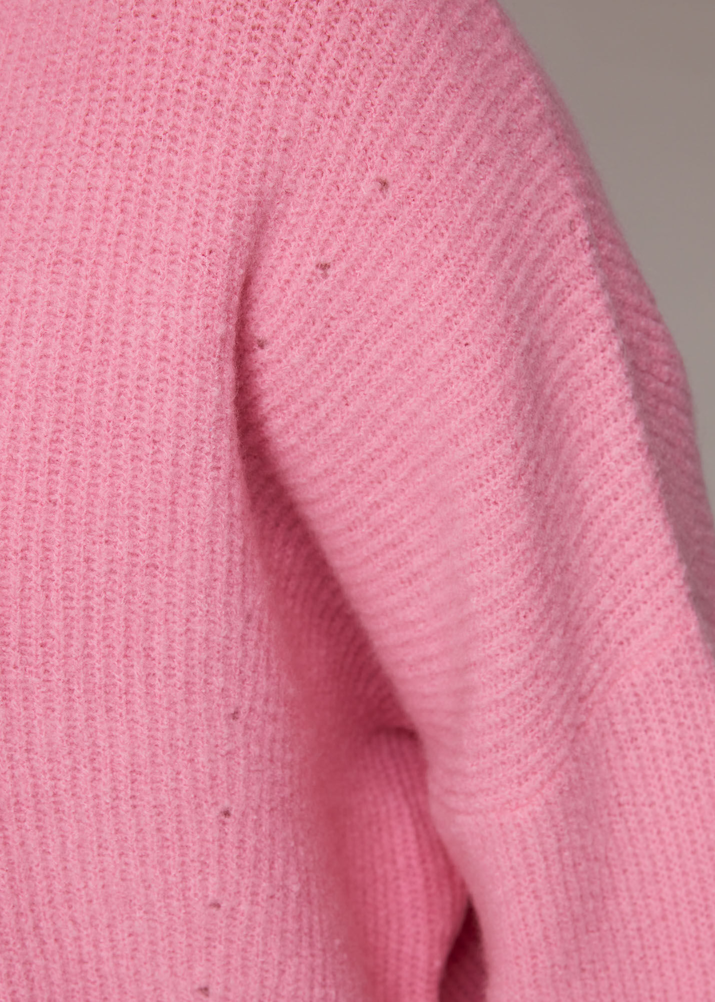 Pink Ribbed Crew Neck Sweater