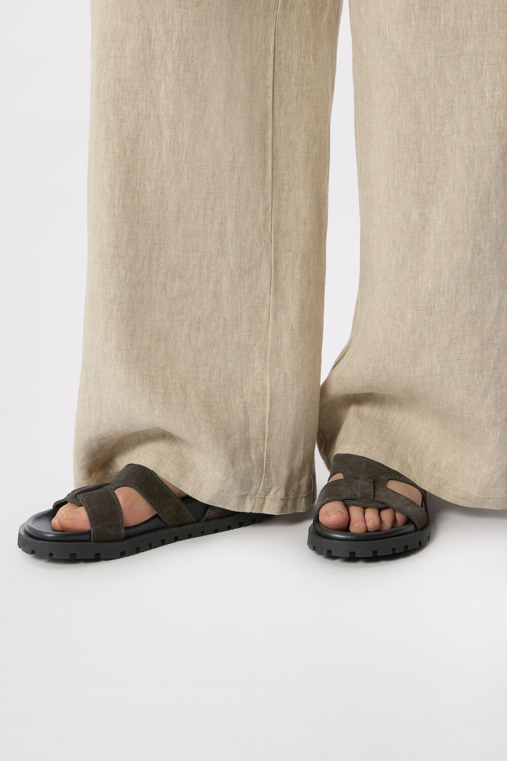 Grey Freya Fisherman Suede Sandal