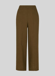 Linen Cropped Wide Leg Trouser Olive