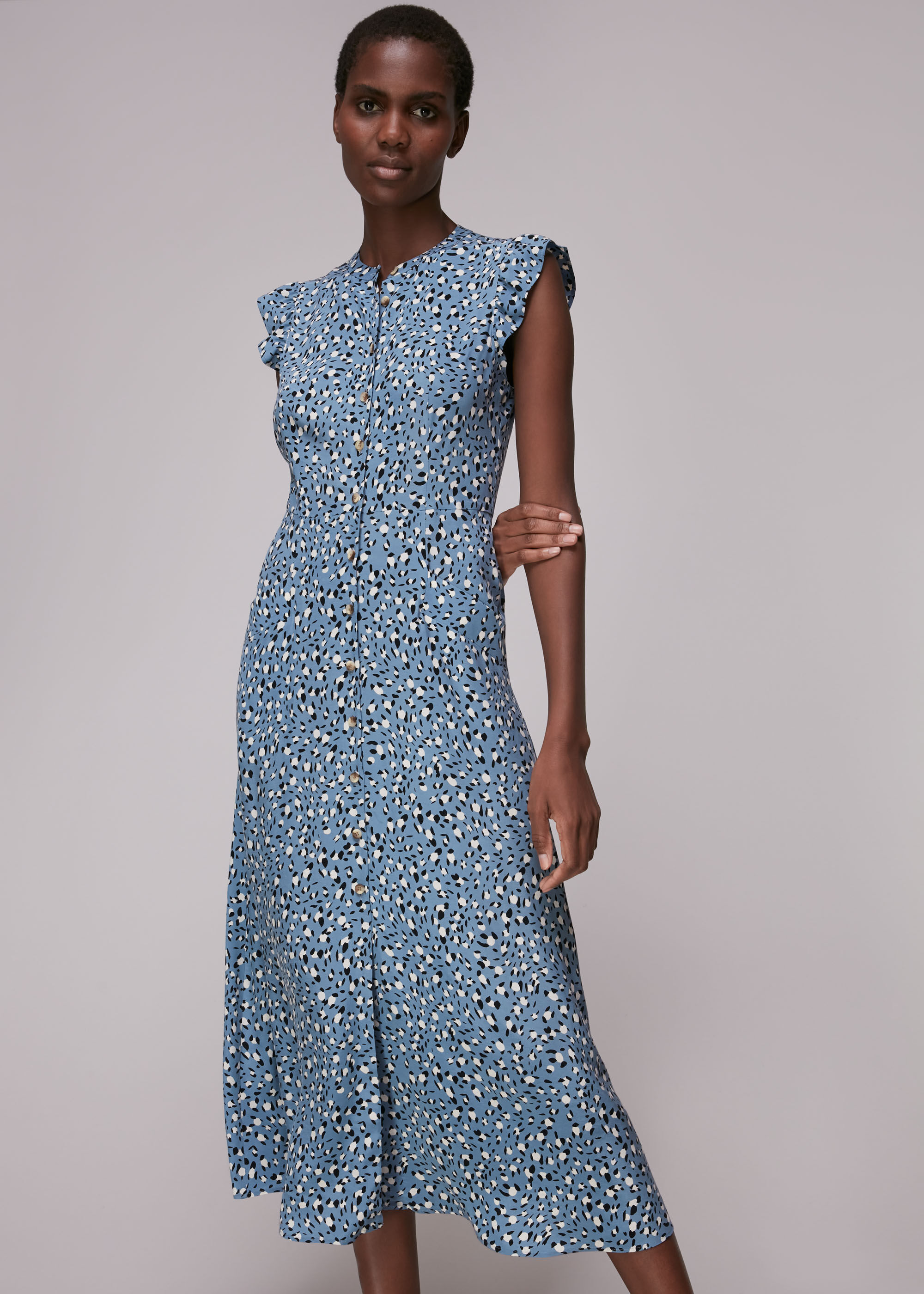 Animal print frill dress cheap