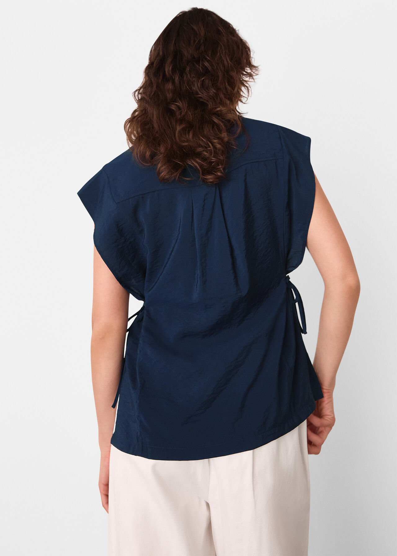 Button Down Tie Side Shirt