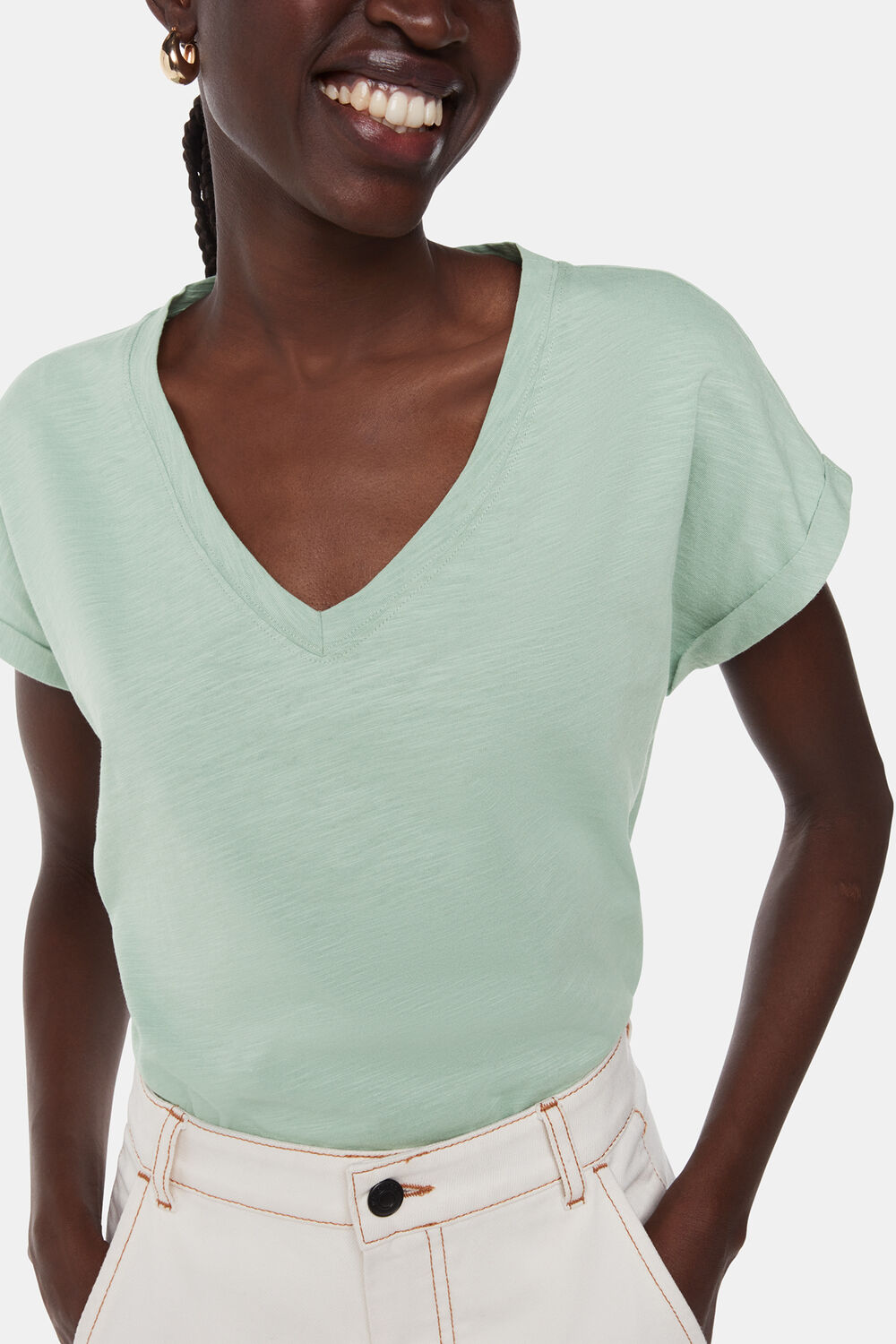 Willa V Neck Cap Sleeve Tee