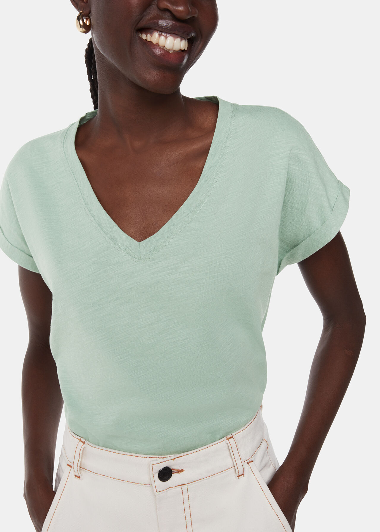 Willa V Neck Cap Sleeve Tee