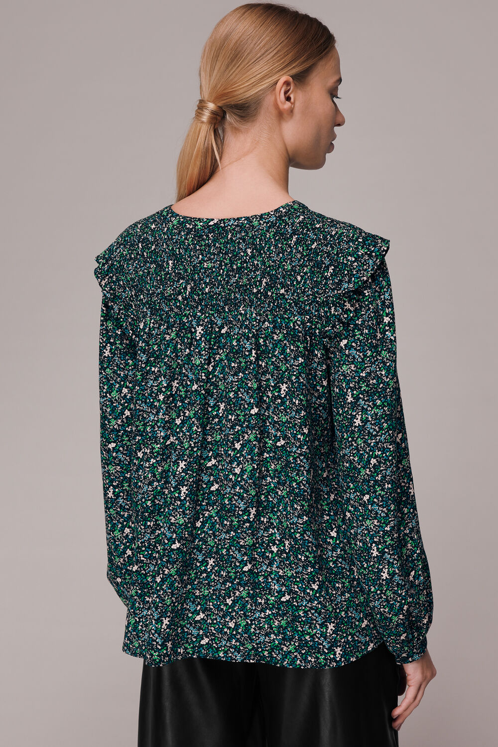 Green Midnight Garden Shirred Top