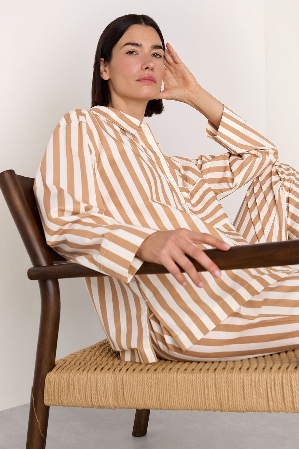 Ivory Cotton Stripe Pyjama Shirt