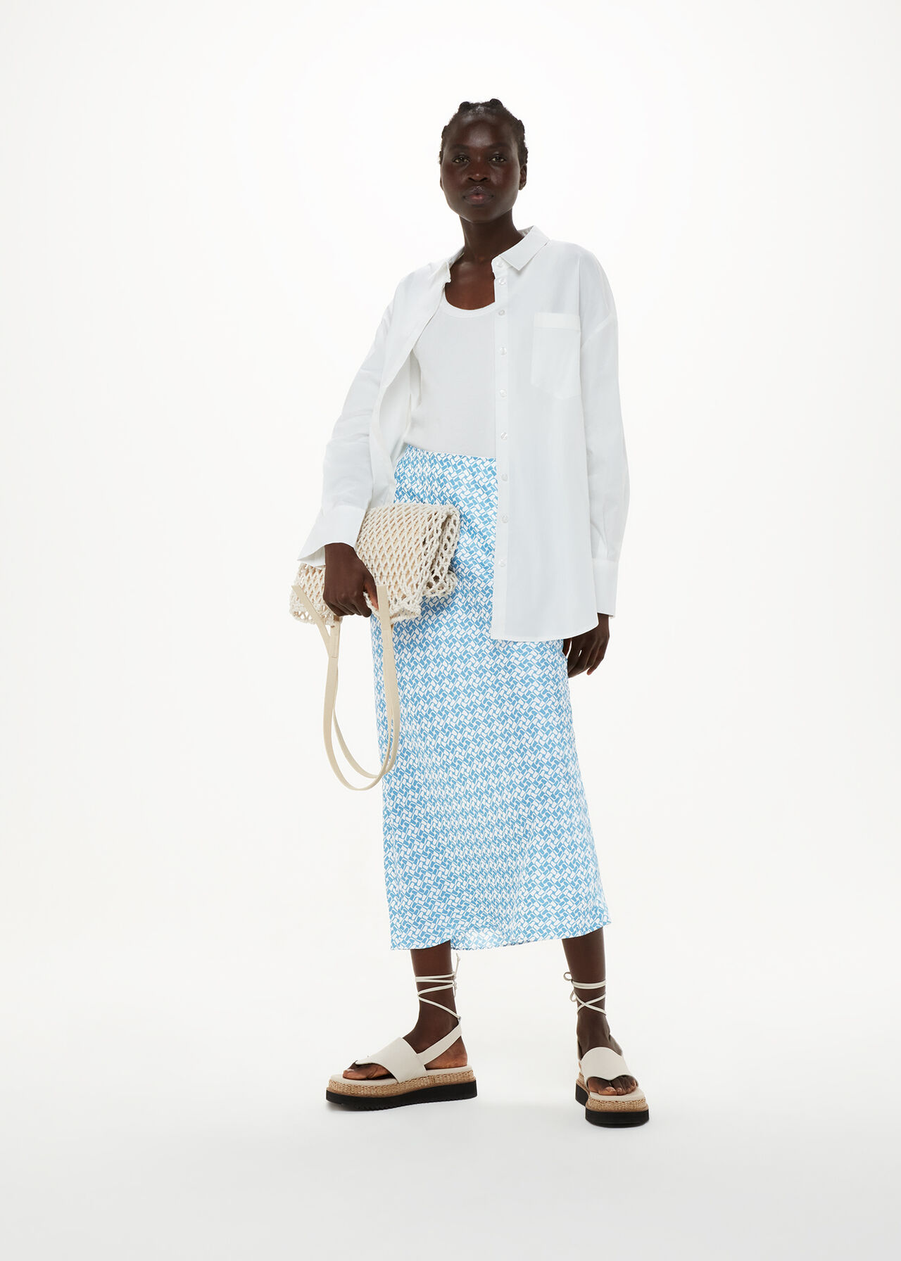 Two Tone Tile Bias Cut Skirt