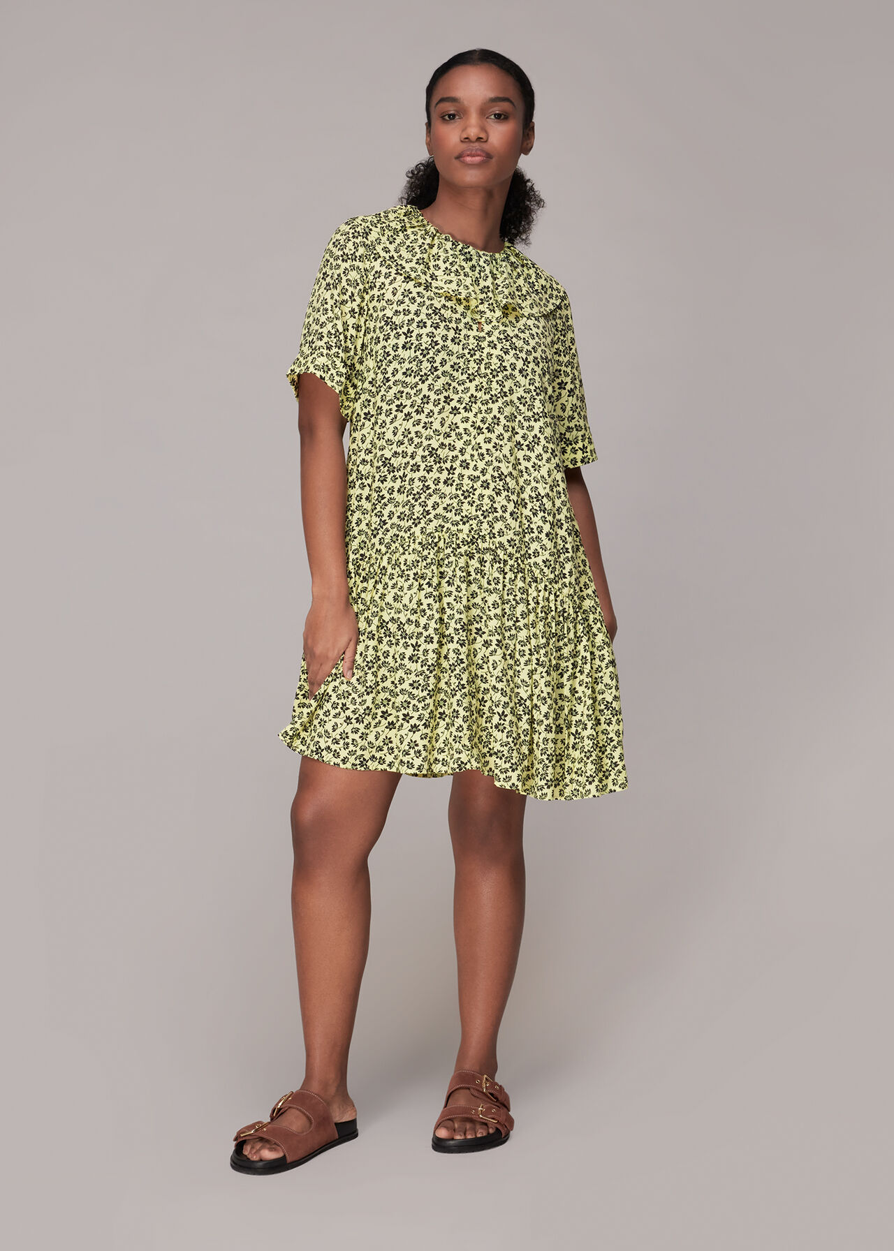 Yellow/Multi Buttercup Floral Print Dress, WHISTLES