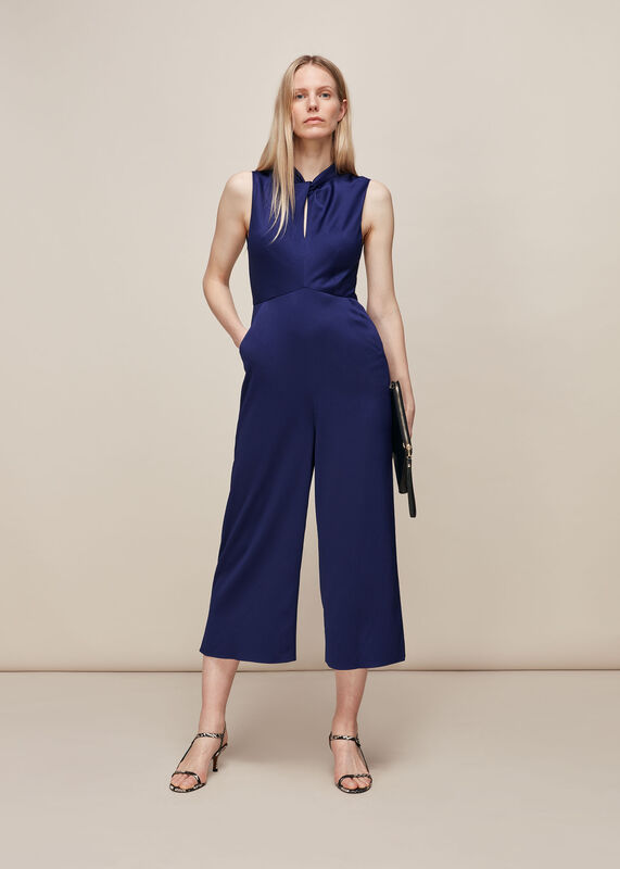 Hammered Satin Twist Jumpsuit