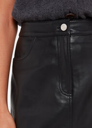 Leather Front Split Midi Skirt