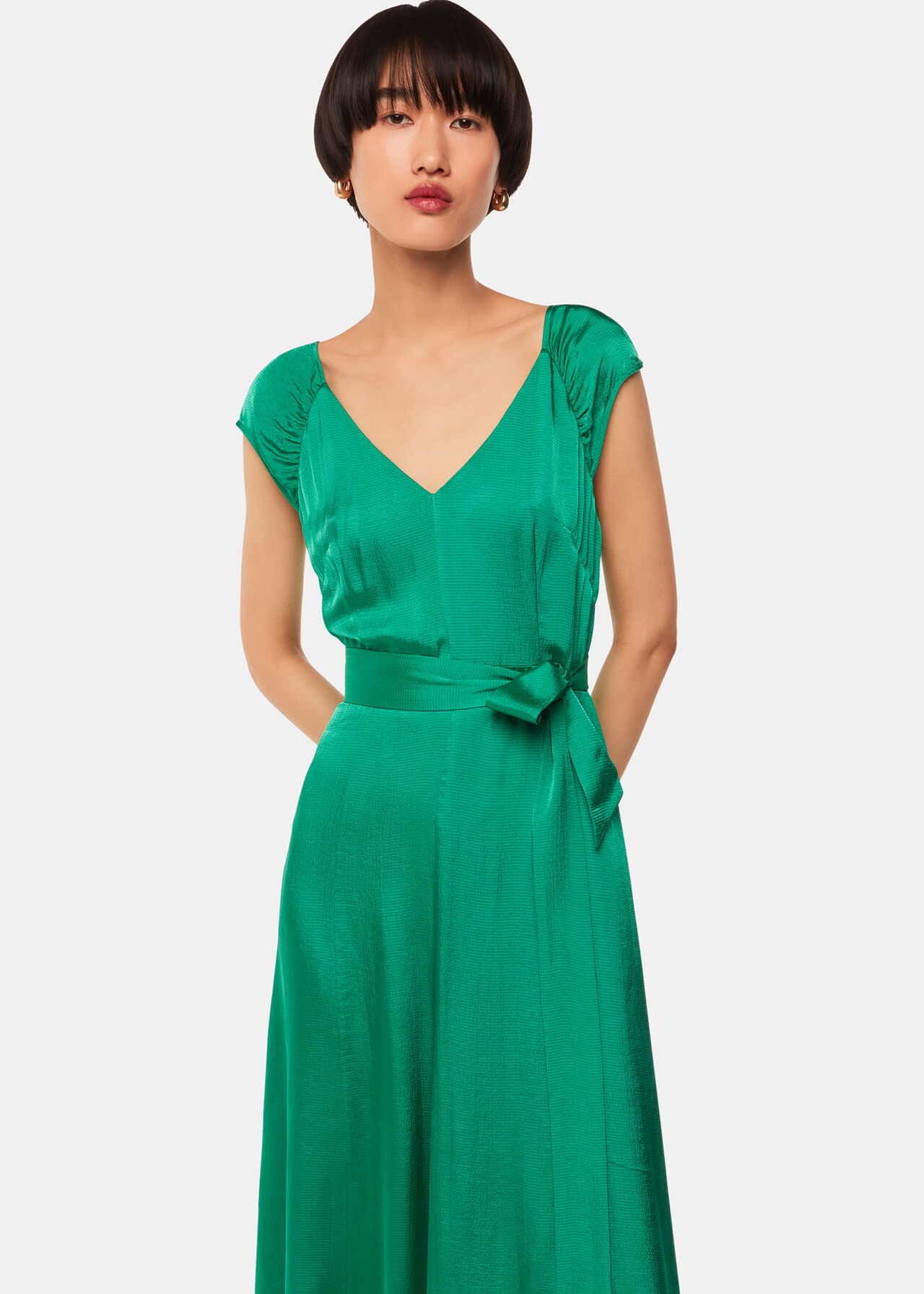 Arie Hammered Satin Midi Dress