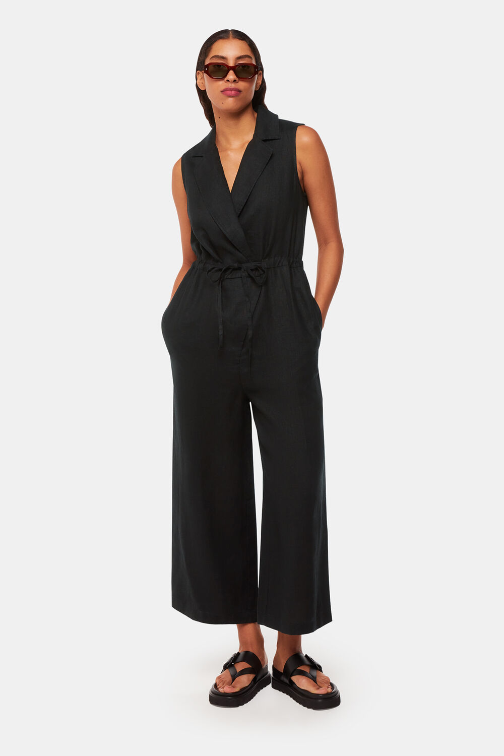 Black Bella Linen Wrap Jumpsuit